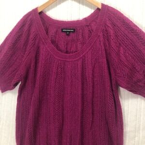Express‎ Design Studio Knit Top Short Sleeve Pullover Sweater Purple M